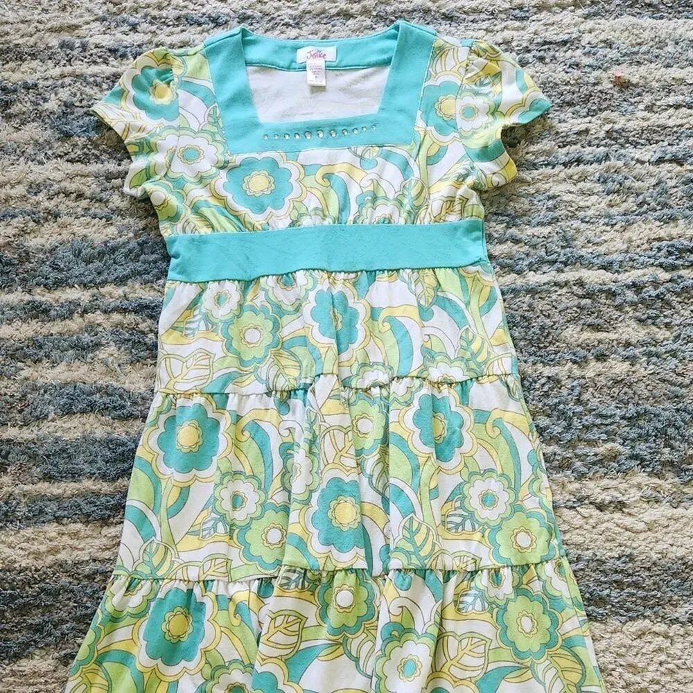 Justice Flower Power Girls Dress || s8 EUC